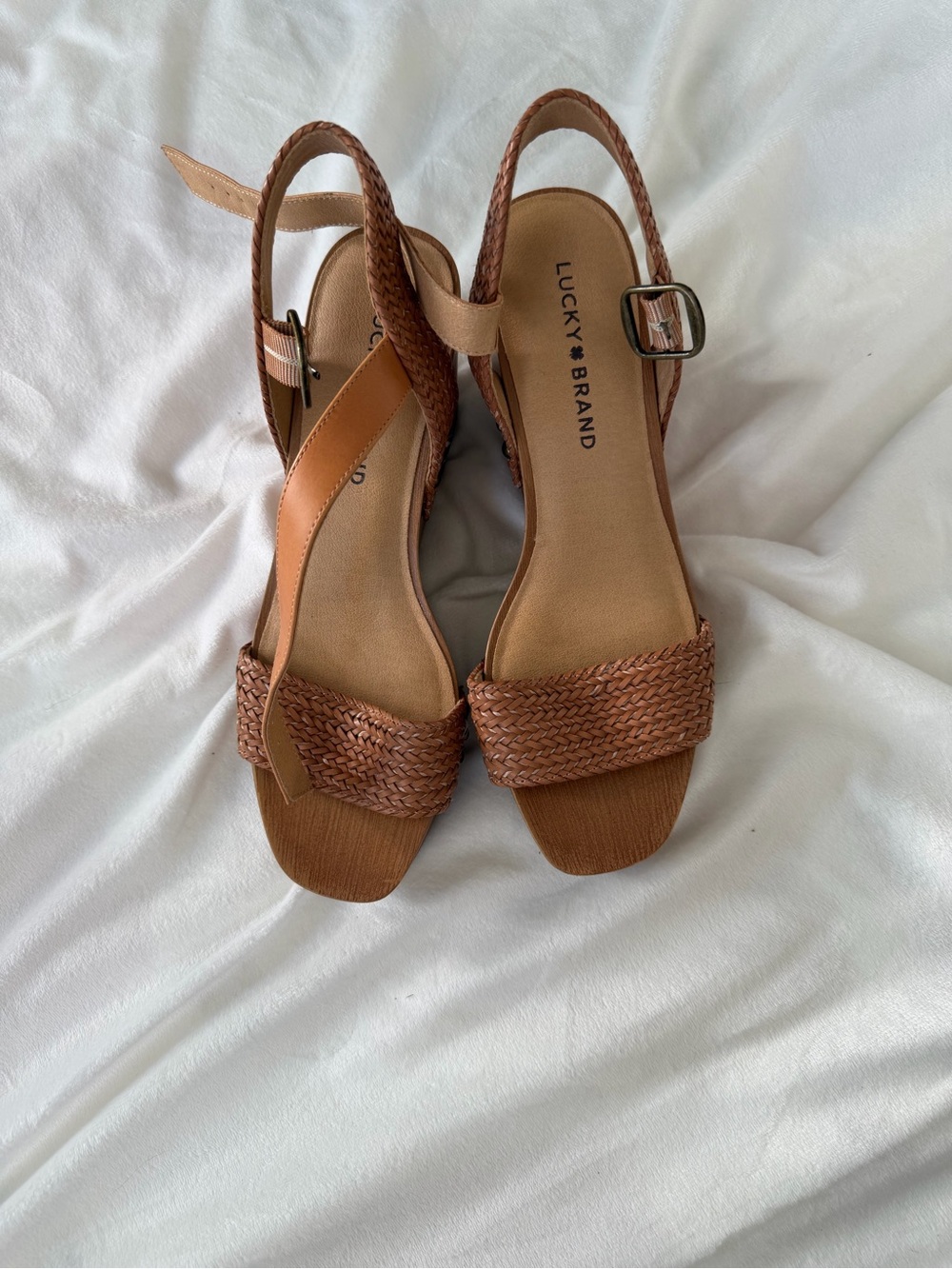 Lucky Brand Brown Braided Slingback Heeled Sandals